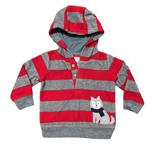 Carter’s Red & Gray Striped Winter Fleece Hooded Sweater
